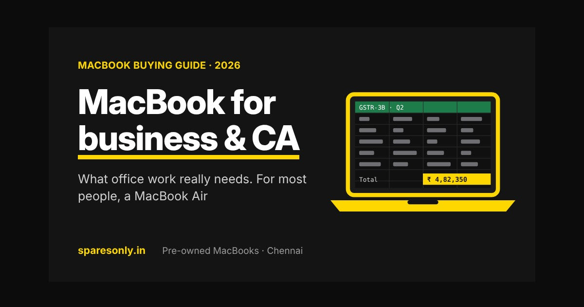 MacBook for business and CA work showing a GST spreadsheet