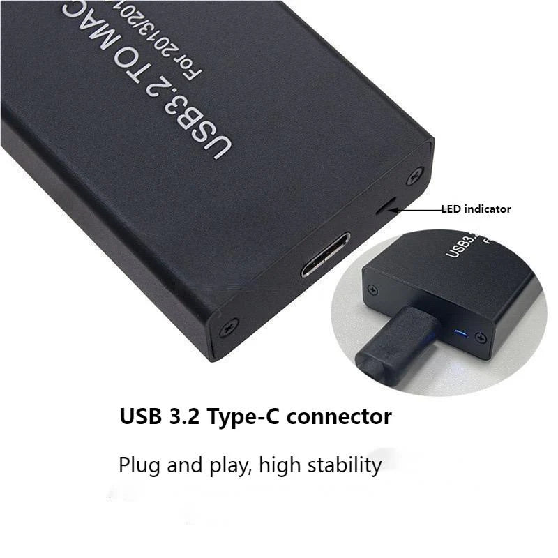 USB3.2 to MAC SSD Enclosure, Type-C to 12+16 PIN Apple Flash AHCI SSD Adapter for 2013-2017 MacBook Pro Retina /MacBook Air/Mac Mini/Mac Pro