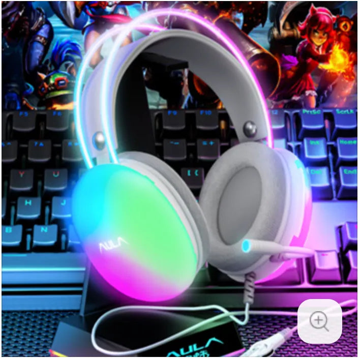 AULA S505 Wired Gaming Headphone with Transparent RGB Light Effect-Sparesonly.in