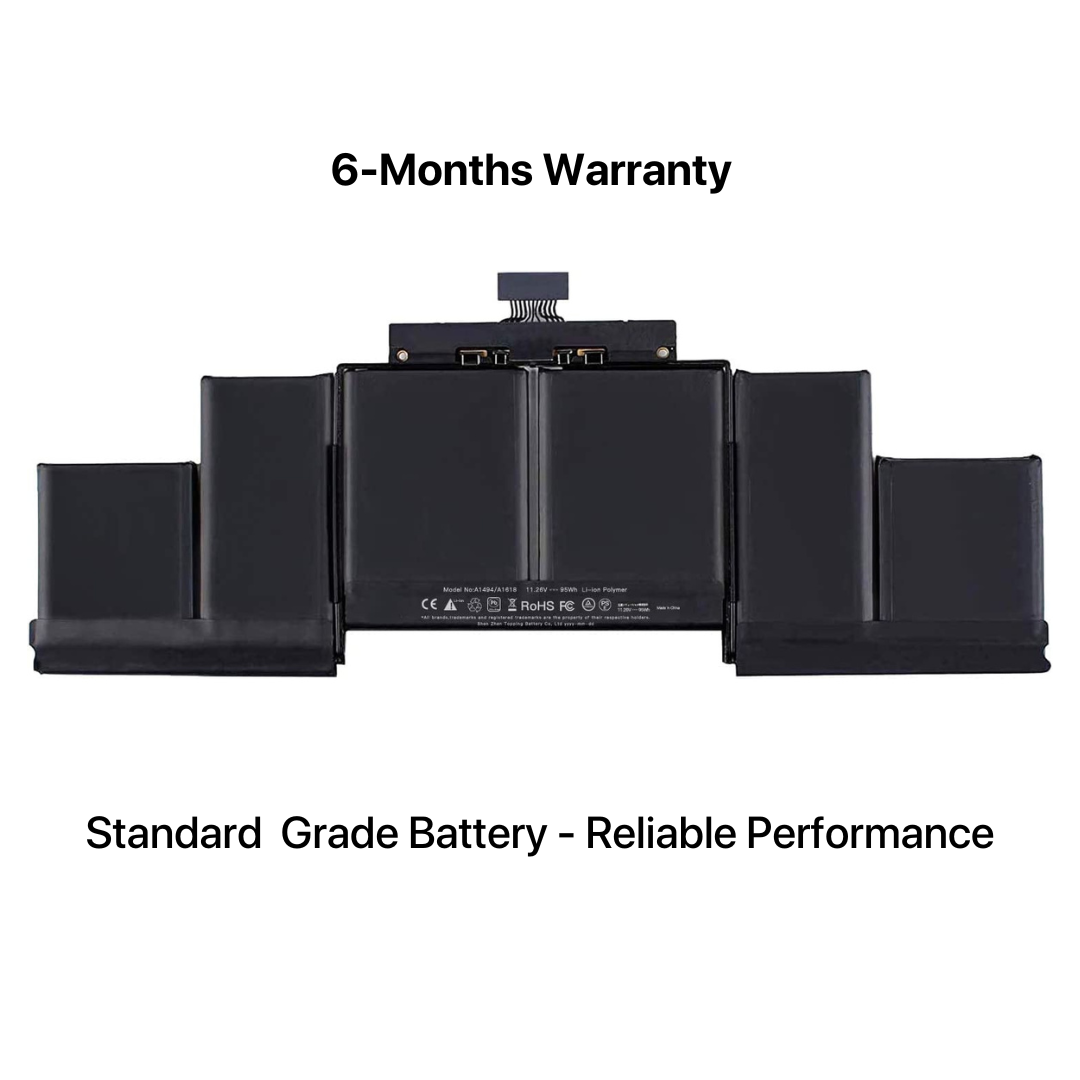 Battery for MacBook Pro A1398 (2012–2015) | A1417 / A1494 / A1618 | 95Wh Replacement | EMC 2512,2673,2909-Sparesonly.in
