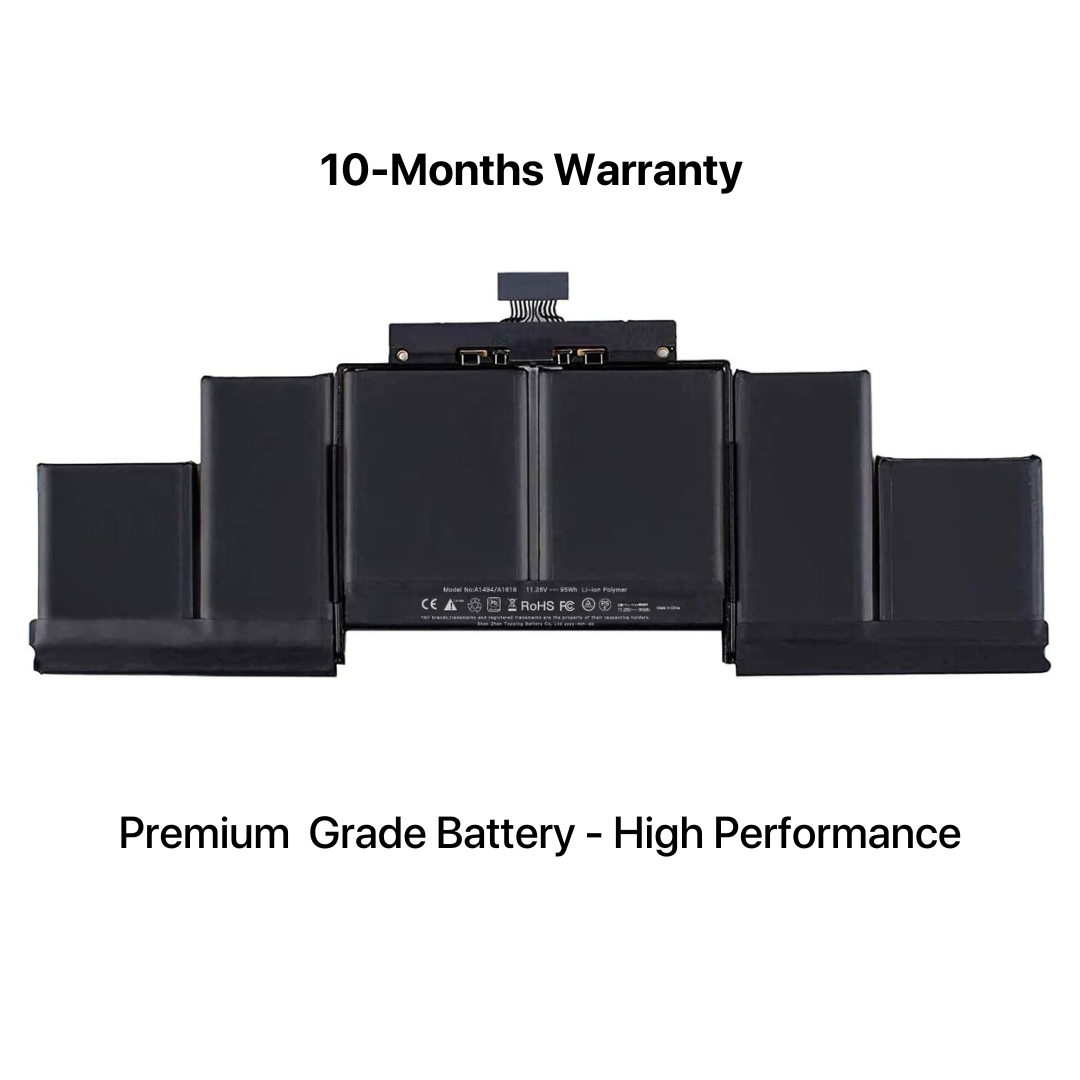 Battery for MacBook Pro A1398 (2012–2015) | A1417 / A1494 / A1618 | 95Wh Replacement | EMC 2512,2673,2909-Sparesonly.in