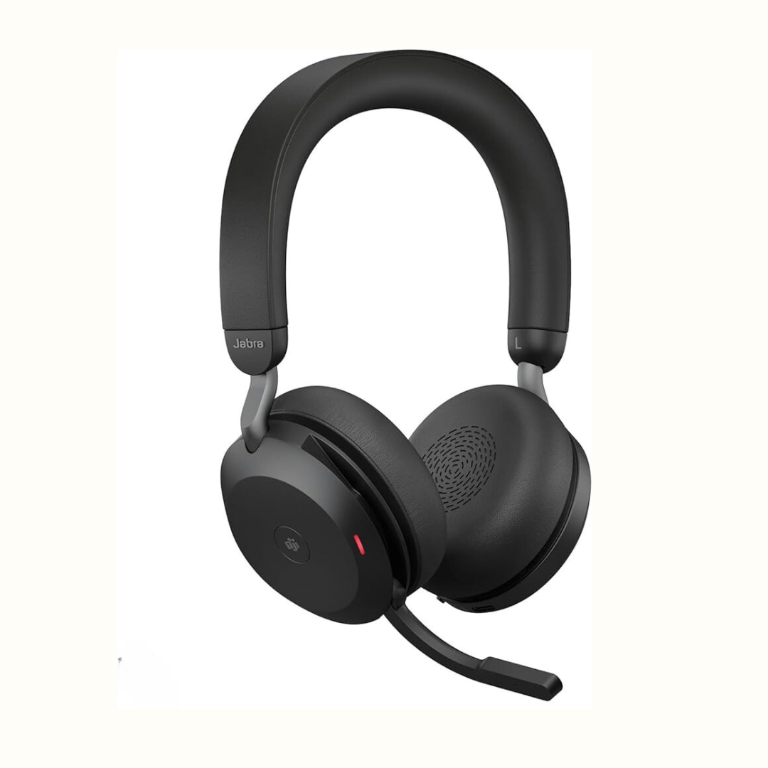 Jabra Evolve2 75 LINK380A MS Wireless Headset – Hybrid Work Certified, Active Noise Cancelling, Bluetooth, Dual Connectivity, All-Day Comfort, 8-Microphone Call Technology-Sparesonly.in