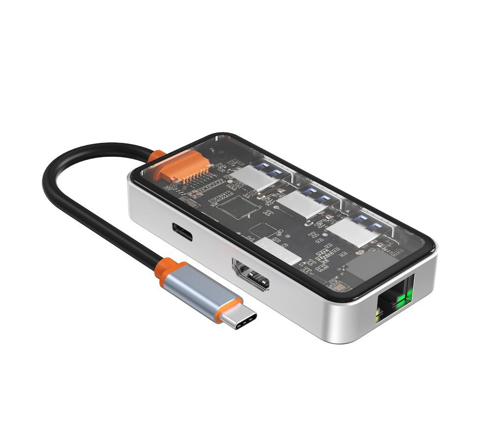 MACNISO 6-in-1 Transparent USB-C Hub-Sparesonly.in