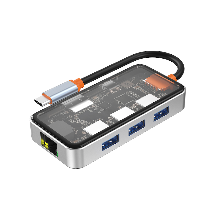 MACNISO 6-in-1 Transparent USB-C Hub-Sparesonly.in