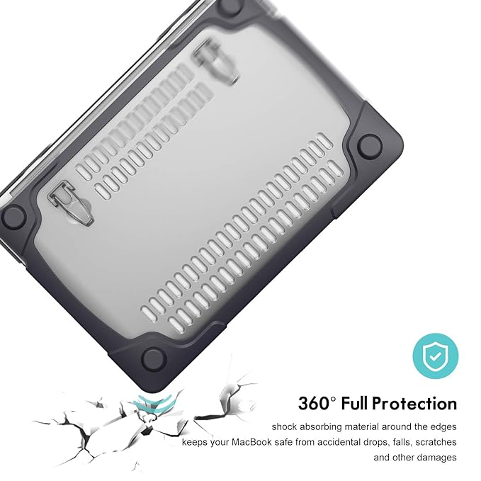 MacBook Pro 13 Inch M1 A2338/ A2289/ A2251 (2020 - 2022), MacBook Air 13 Inch A1932/ A2179/ A2337 (2018 - 2023) Case Heavy Duty Hard Shell Dual Layer Protective Cover With KickStand-Sparesonly.in