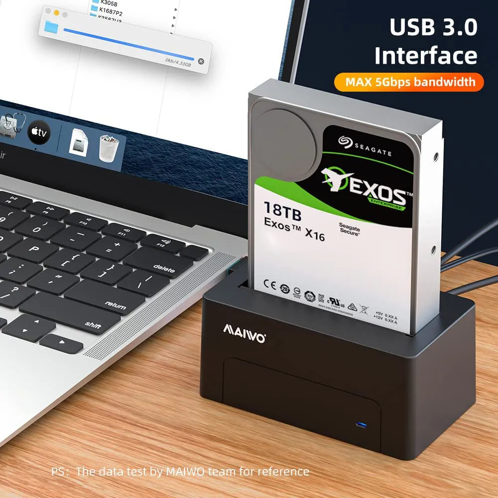 Maiwo USB3.0 to Mini SAS HDD Docking Station For 2.5inch / 3.5inch SFF-8482 SAS 5Gbps Black K308-SAS-Sparesonly.in