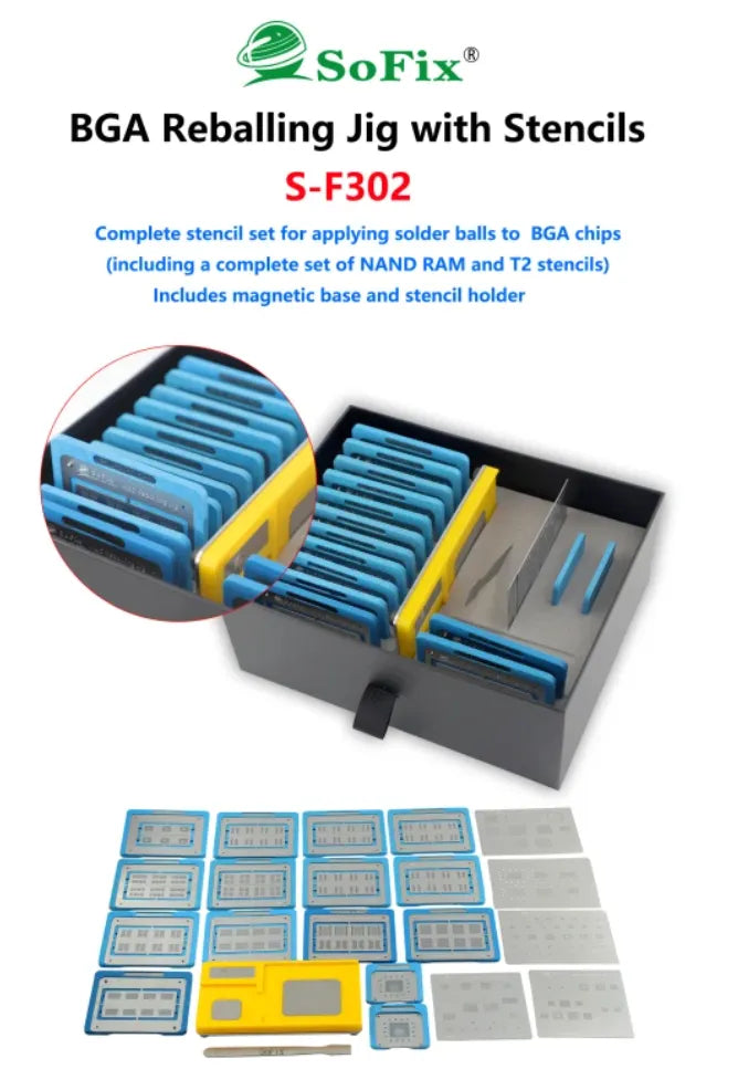 S-F302 Macbook BGA Reballing Magnetic Stencil | RAM | NAND | T2 | Upgrade Kit-Sparesonly.in