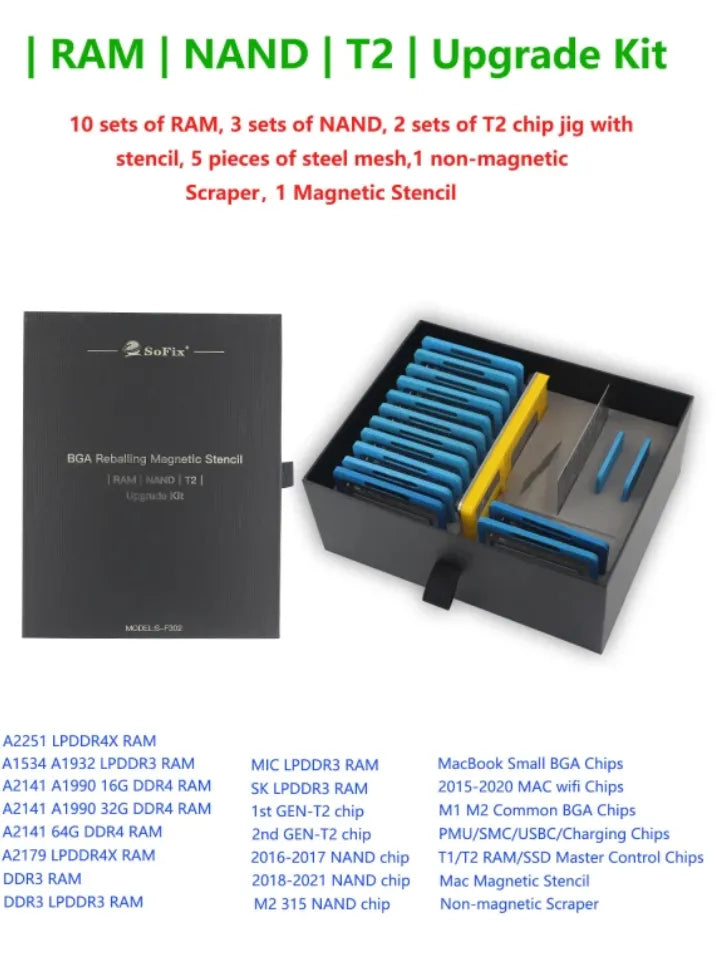 S-F302 Macbook BGA Reballing Magnetic Stencil | RAM | NAND | T2 | Upgrade Kit-Sparesonly.in