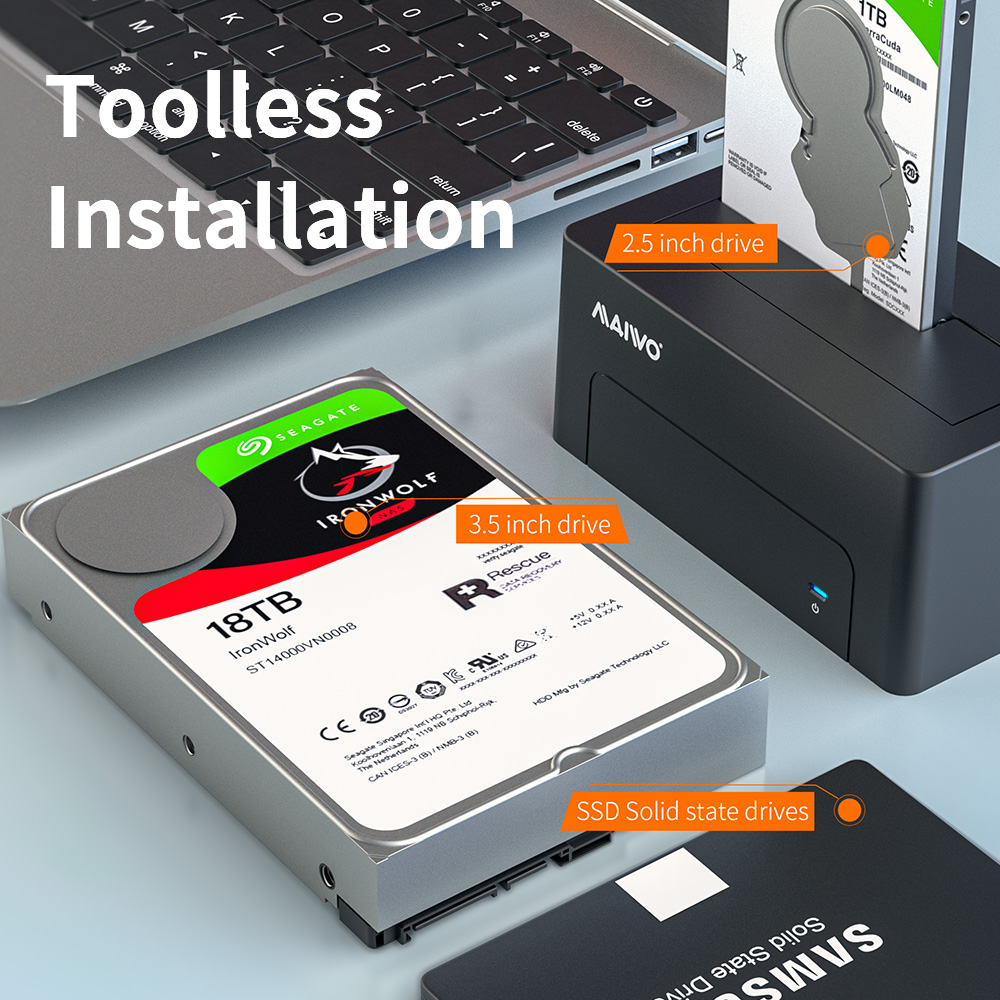 USB 3.0 to SATA docking station Adapter for 2.5 & 3.5 Inch HDD SSD SATA, Speed up to 5Gbps MAIWO K308NEW-Sparesonly.in