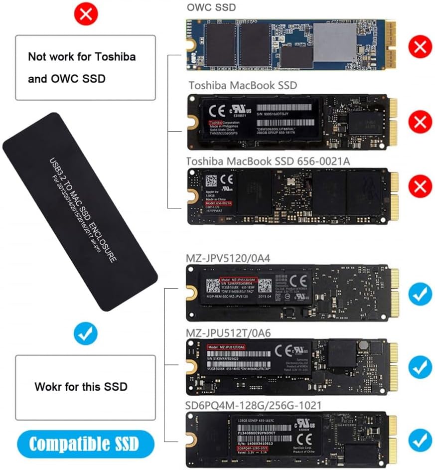 USB3.2 to MAC SSD Enclosure, Type-C to 12+16 PIN Apple Flash AHCI SSD
