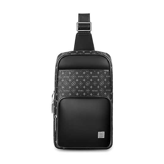 WIWU Black Crossbody Bag - Fingerprint Lock, Waterproof, Adjustable Strap-Sparesonly.in