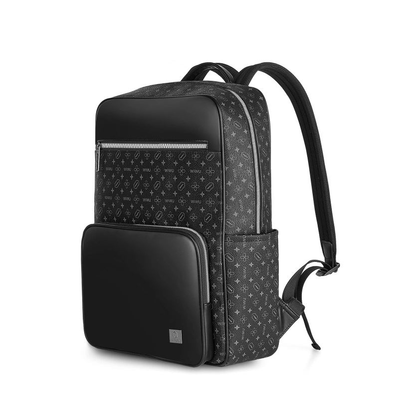 WiWU Leather Backpack with Fingerprint Lock | Waterproof, Large Capacity, and Anti-Theft Design-Sparesonly.in