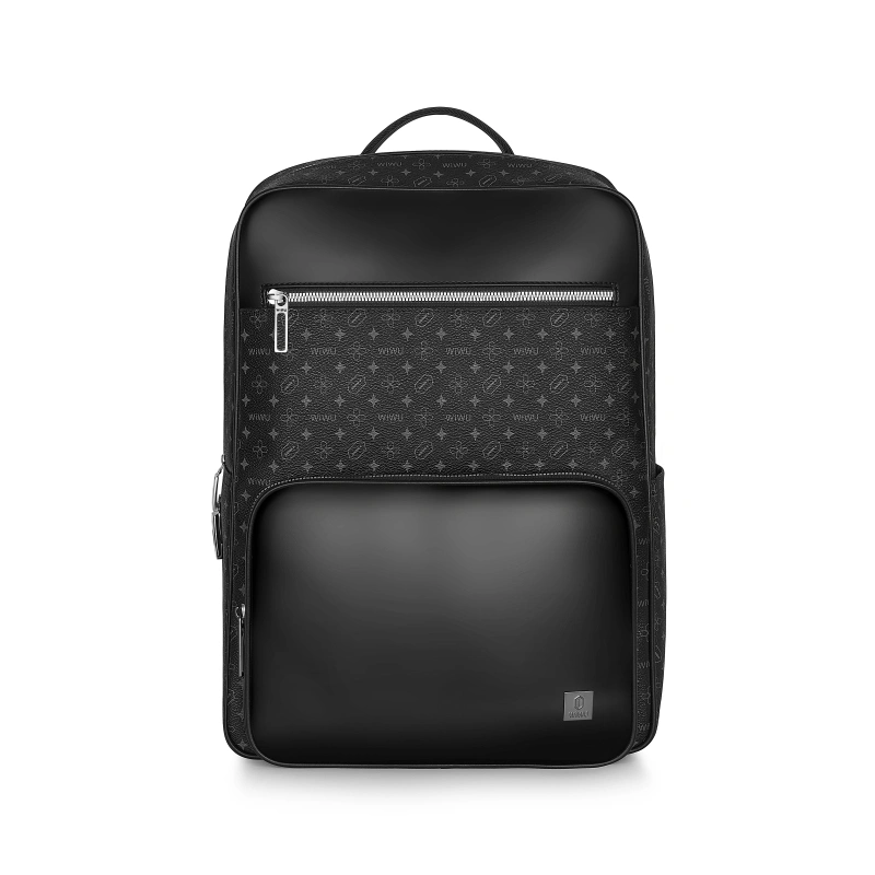 WiWU Leather Backpack with Fingerprint Lock | Waterproof, Large Capacity, and Anti-Theft Design-Sparesonly.in